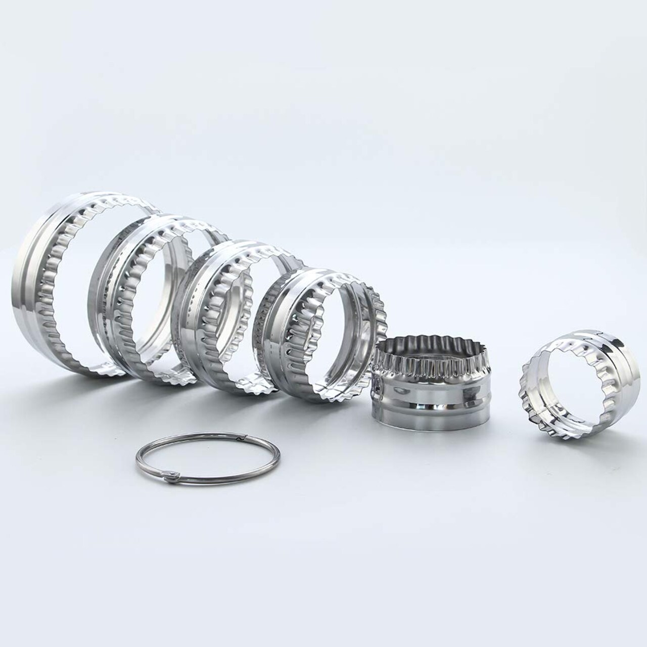 6 Pieces Fluted Cookie Cutters- Round Biscuit Cutters Set Double Sided Fluted and Plain Edge Cookie Cutters, Stainless Steel